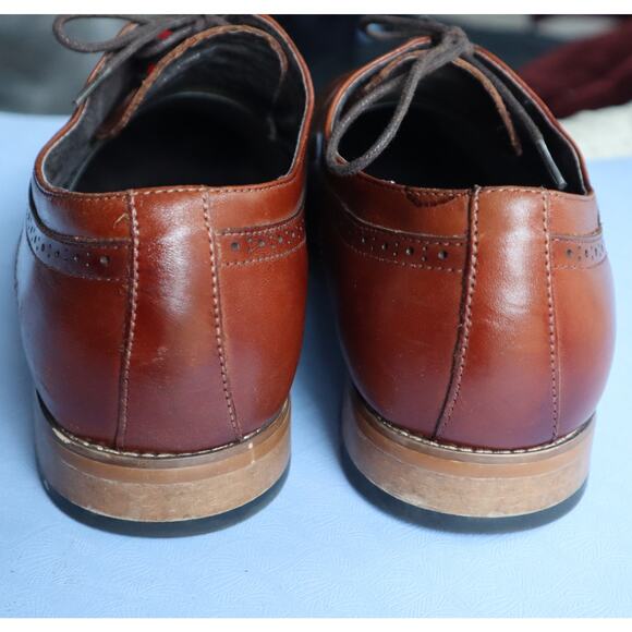Stacy Adams Dwight Cap Toe Dress Shoes Burnished Cognac Brown Men 10W Wide
